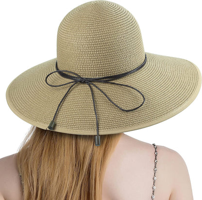 Koreshion Women Summer Wide Brim Straw Hat Beach Foldable Sun Hats Floppy Roll up Cap Uv UPF 50+ Caps Apparel & Accessories > Clothing Accessories > Hats Koreshion Brown  