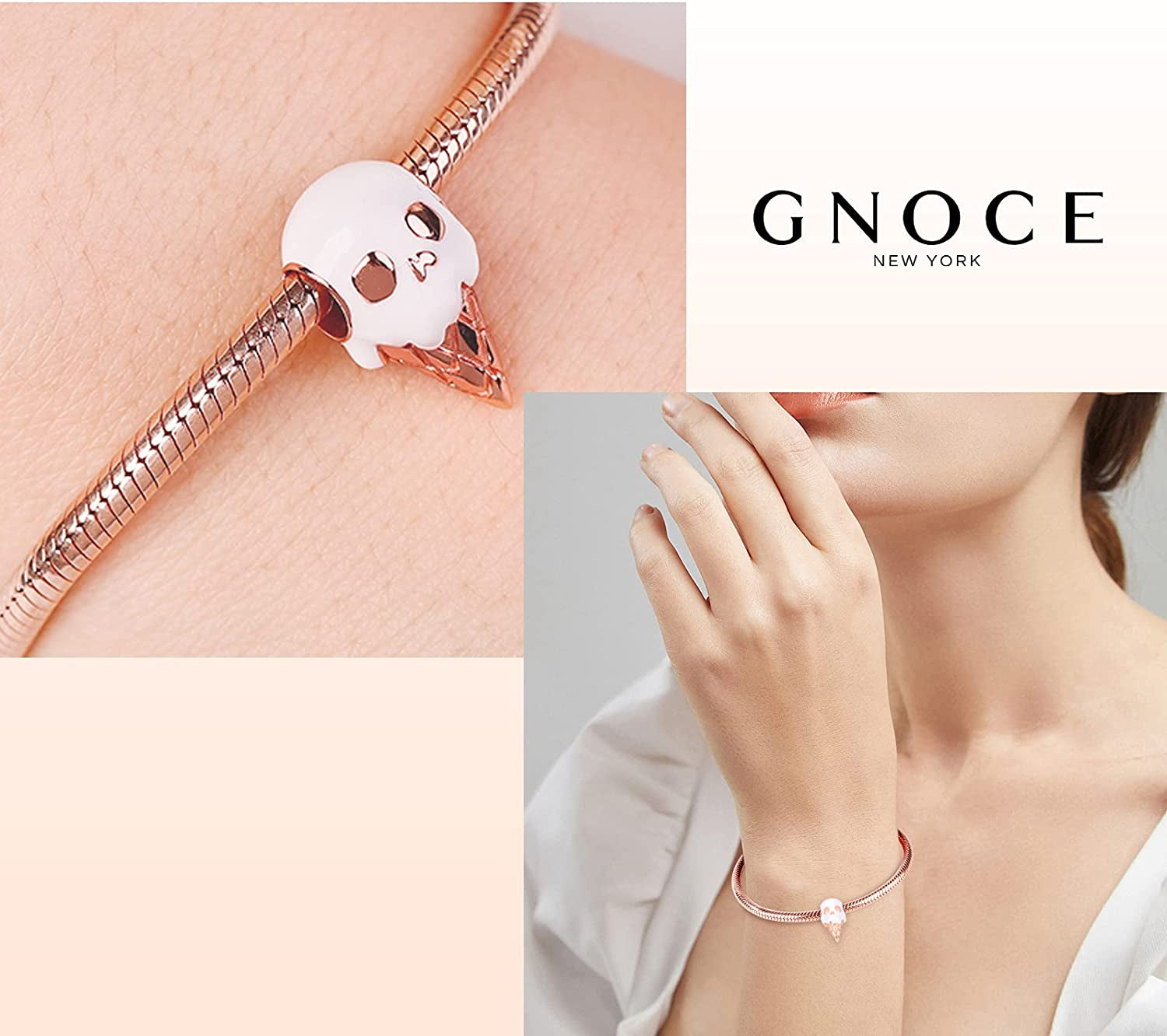 GNOCE Red Apple Charms 925 Sterling Silver Charm Christmas Skull Bead Charms Fit All Bracelets for Women Girls Apparel & Accessories > Jewelry > Bracelets GNOCE   
