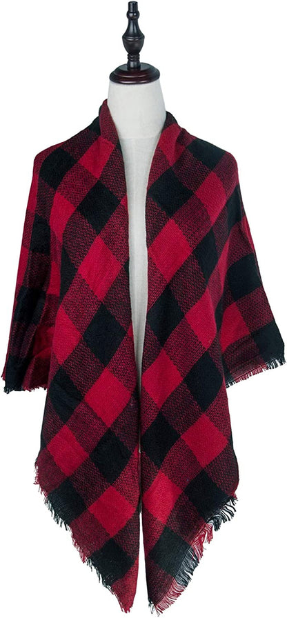 Plaid Blanket Scarf Winter Fall Scarfs for Women, Warm Soft Chunky Oversized Tartan Shawls Wraps Scarves Apparel & Accessories > Clothing Accessories > Scarves & Shawls Chalier   