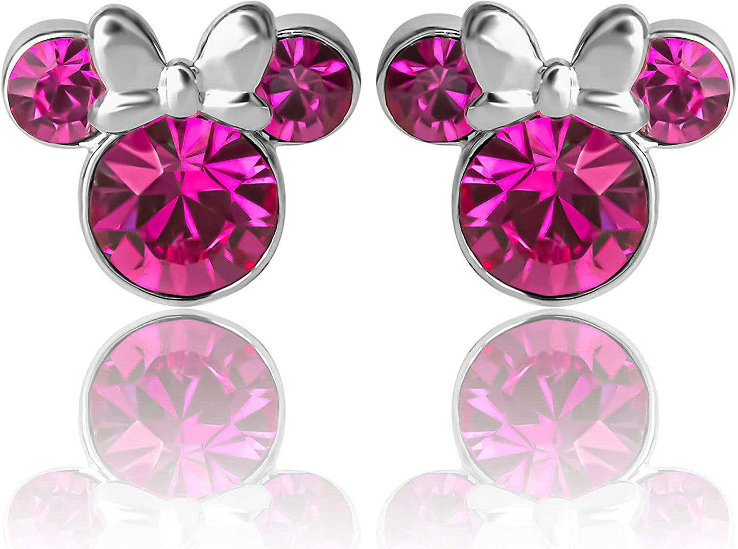 Disney Womens Minnie Mouse Birthstone Stud Earrings - Minnie Mouse Earrings - Birthstone Jewelry - Disney Jewelry Apparel & Accessories > Jewelry > Earrings Disney October-Fuchsia Crystal  