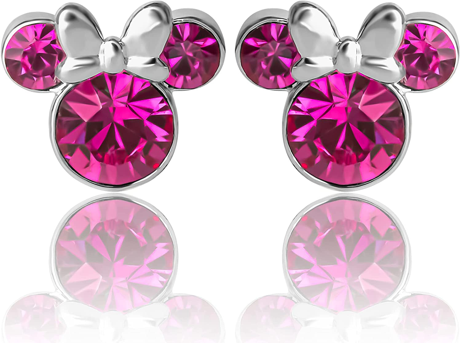 Disney Womens Minnie Mouse Birthstone Stud Earrings - Minnie Mouse Earrings - Birthstone Jewelry - Disney Jewelry Apparel & Accessories > Jewelry > Earrings Disney October-Fuchsia Crystal  