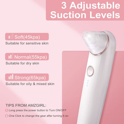 Blackhead Remover Pore Vacuum,Acne Remover,Comedone Whitehead Extractor Tool-3 Suction Power,4Probes,Usb Rechargeable Blackhead Vacuum Kit for Women & Men Health & Beauty > Personal Care > Cosmetics > Cosmetic Tools > Skin Care Tools eulumap   