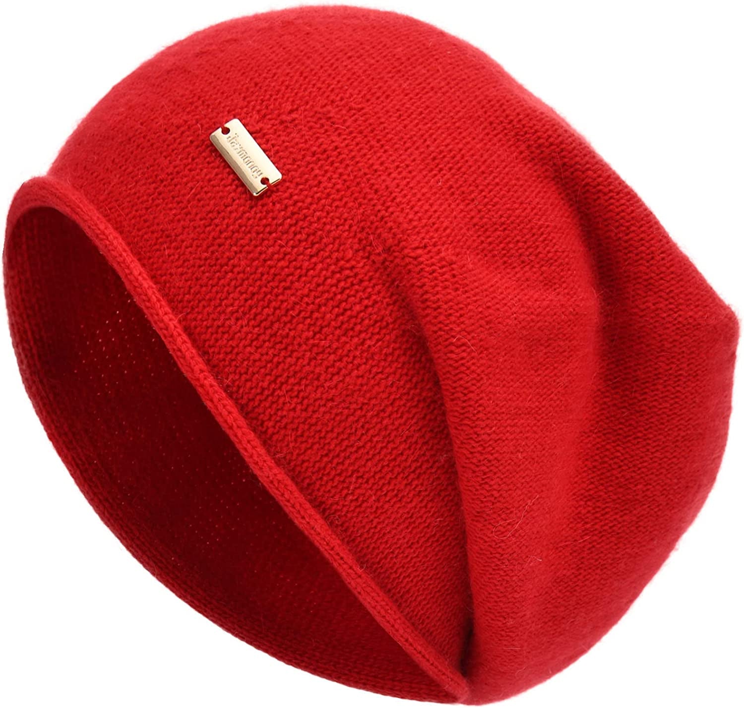 Jaxmonoy Cashmere Slouchy Knit Beanie Hat for Women Winter Soft Warm Ladies Wool Knitted Skull Beanies Cap Apparel & Accessories > Clothing Accessories > Hats jaxmonoy Red  
