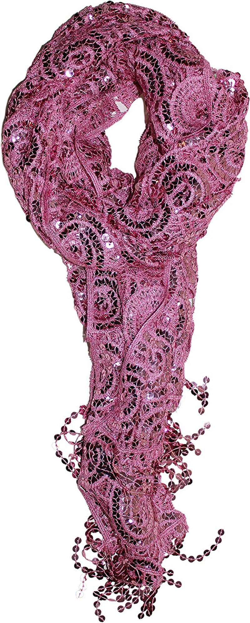 Ted & Jack - Luxe Bedazzled Sequin and Sparkle Scarf Apparel & Accessories > Clothing Accessories > Scarves & Shawls Ted and Jack Pink Flower  