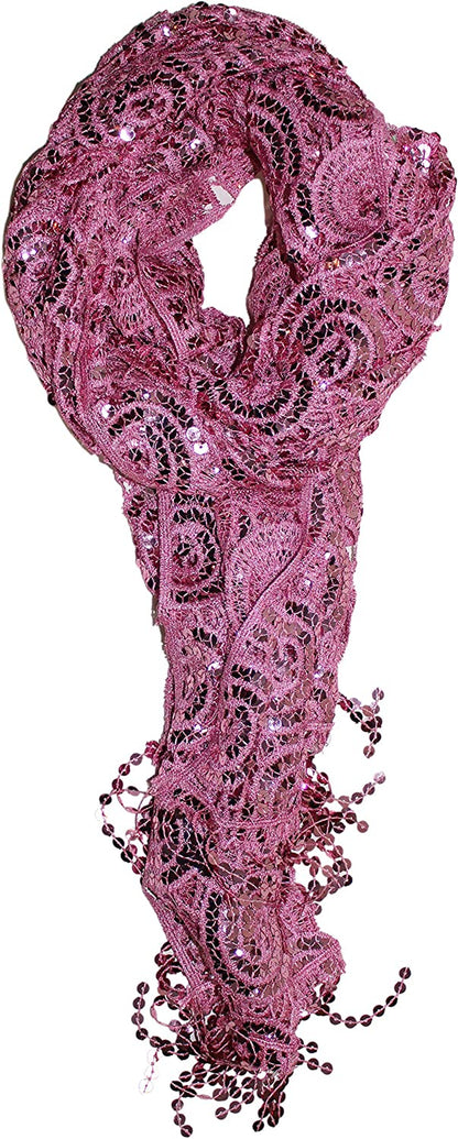 Ted & Jack - Luxe Bedazzled Sequin and Sparkle Scarf Apparel & Accessories > Clothing Accessories > Scarves & Shawls Ted and Jack Pink Flower  