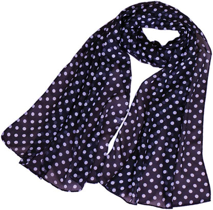 LMVERNA Chiffon Flower Scarf Women'S Floral Scarves Printe Chiffon Scarf Polka Dot Shawls Long Scarf Wrap Apparel & Accessories > Clothing Accessories > Scarves & Shawls LMVERNA Navy Blue+white  