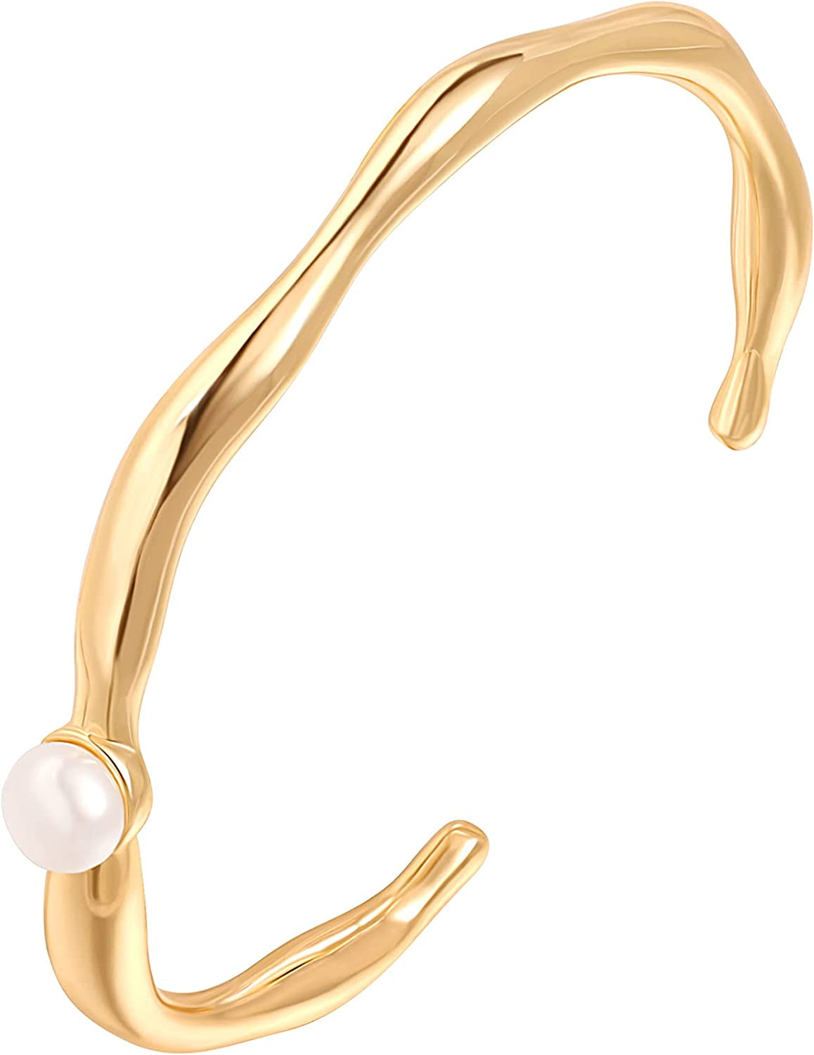 Dainty Gold Bar Bracelet for Women Simple Delicate Thin Cuff Bangle Hook Bracelet 18K Gold Plated Handmade Minimalist Jewelry Apparel & Accessories > Jewelry > Bracelets Annie 7.Wave  