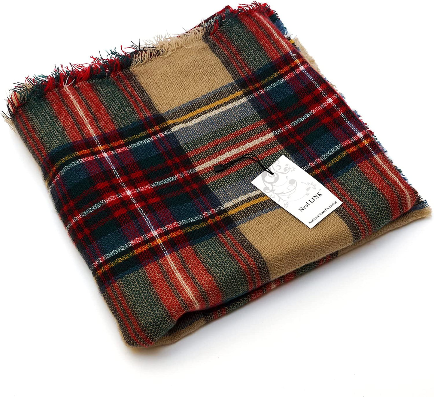 Neal LINK Women'S Plaid Scarf Blanket Wrap Warm Tartan Checked Shawl Tartan Scarves Pashmina Cape Apparel & Accessories > Clothing Accessories > Scarves & Shawls Neal LINK   