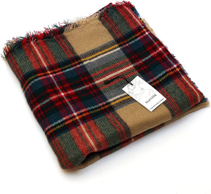 Neal LINK Women'S Plaid Scarf Blanket Wrap Warm Tartan Checked Shawl Tartan Scarves Pashmina Cape Apparel & Accessories > Clothing Accessories > Scarves & Shawls Neal LINK   