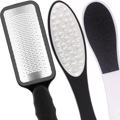 Stainless Foot Files Steel Pedicure and Dual Sided Foot File Hard Skin Remover Professional Foot Care Tool for Hard Skin and Dry Cracked Feet Scraper - 3Pcs/Set Health & Beauty > Personal Care > Foot Care xzwd   