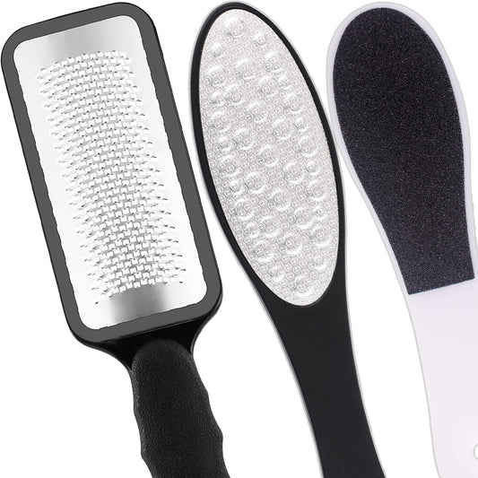 Stainless Foot Files Steel Pedicure and Dual Sided Foot File Hard Skin Remover Professional Foot Care Tool for Hard Skin and Dry Cracked Feet Scraper - 3Pcs/Set Health & Beauty > Personal Care > Foot Care xzwd   