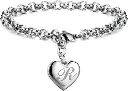 Heart Initial Charm Bracelets for Teen Girls Letters Alphabet Bracelet Jewelry for Girls Gifts for Teenage Girls Apparel & Accessories > Jewelry > Bracelets Monily R  