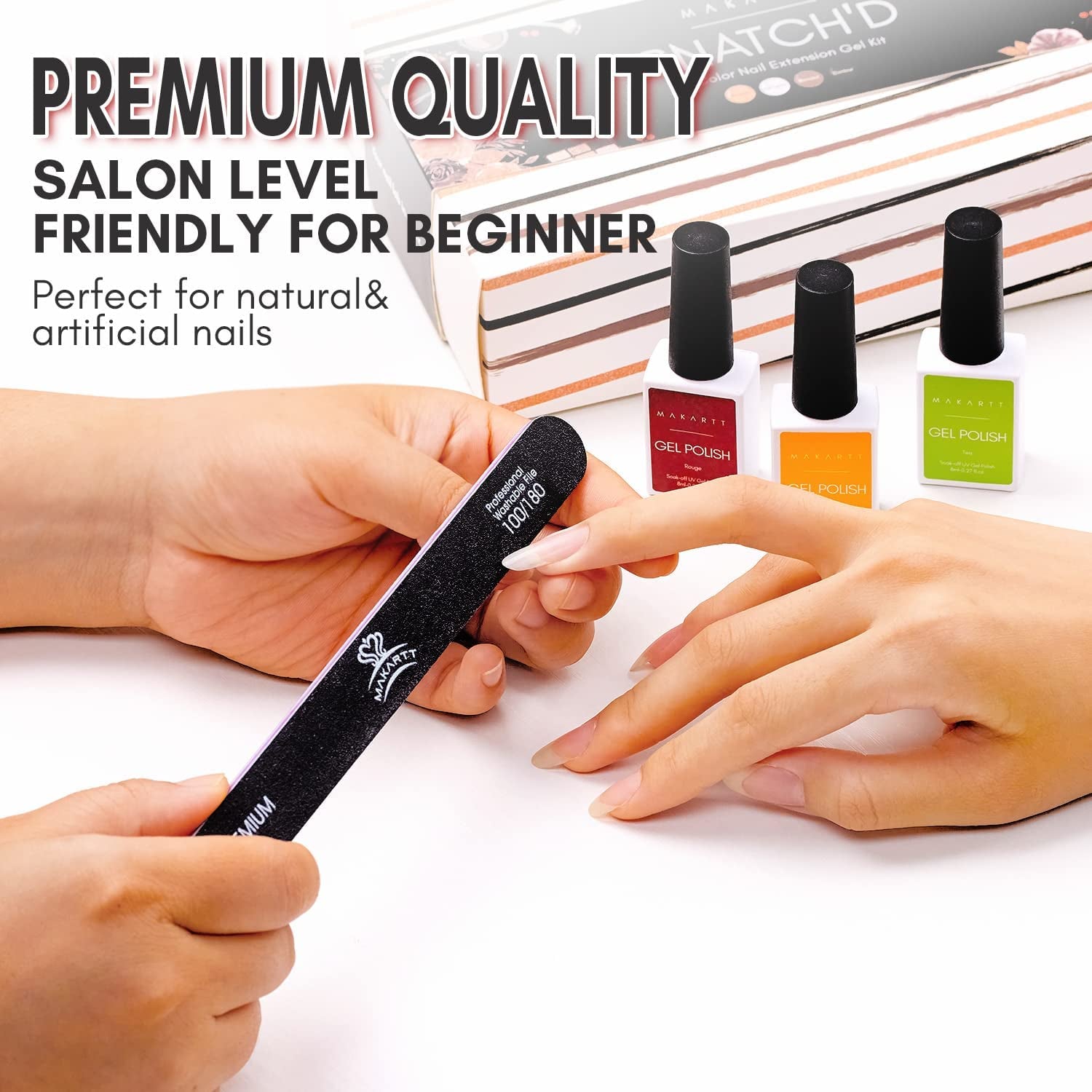 Makartt Nail File 100 180 Grit Emery Boards for Nails 10Pcs Nail Files Professional Washable Doubled Sides Nail File Kit for Manicure Pedicure Natural Acrylic Nails Coarse Nail File for DIY Salon Use Health & Beauty > Personal Care > Cosmetics > Cosmetic Tools > Nail Tools Makartt   