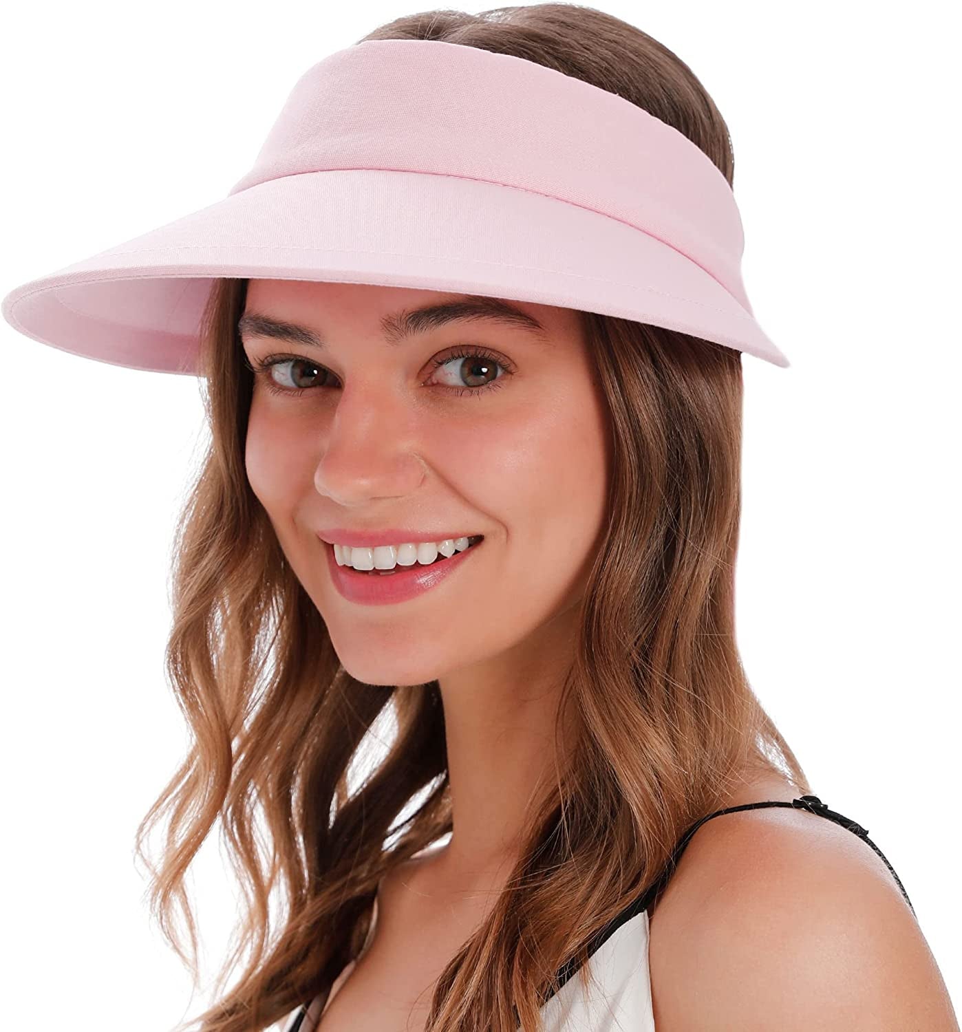 Simplicity Women'S UPF 50+ UV Protection Wide Brim Beach Sun Visor Hat Apparel & Accessories > Clothing Accessories > Hats Simplicity Pink Without Bow  