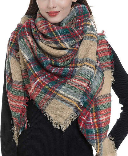 Dimore Trendy Plaid Blanket Scarf Women Big Oversized Long Scarves Apparel & Accessories > Clothing Accessories > Scarves & Shawls Dimore Light Yellow  