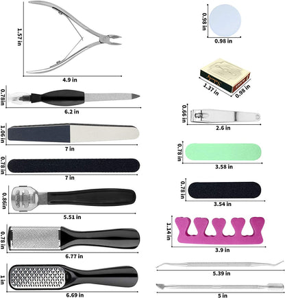Professional Pedicure Tools Kit 20 in 1, Bagvhandbagro Foot Care Kit with Foot File Foot Rasp Scraper Dead Skin Remover Callus Scrubber Pedicure Tools for Men Women Christmas Gifts Health & Beauty > Personal Care > Foot Care Bagvhandbagro   