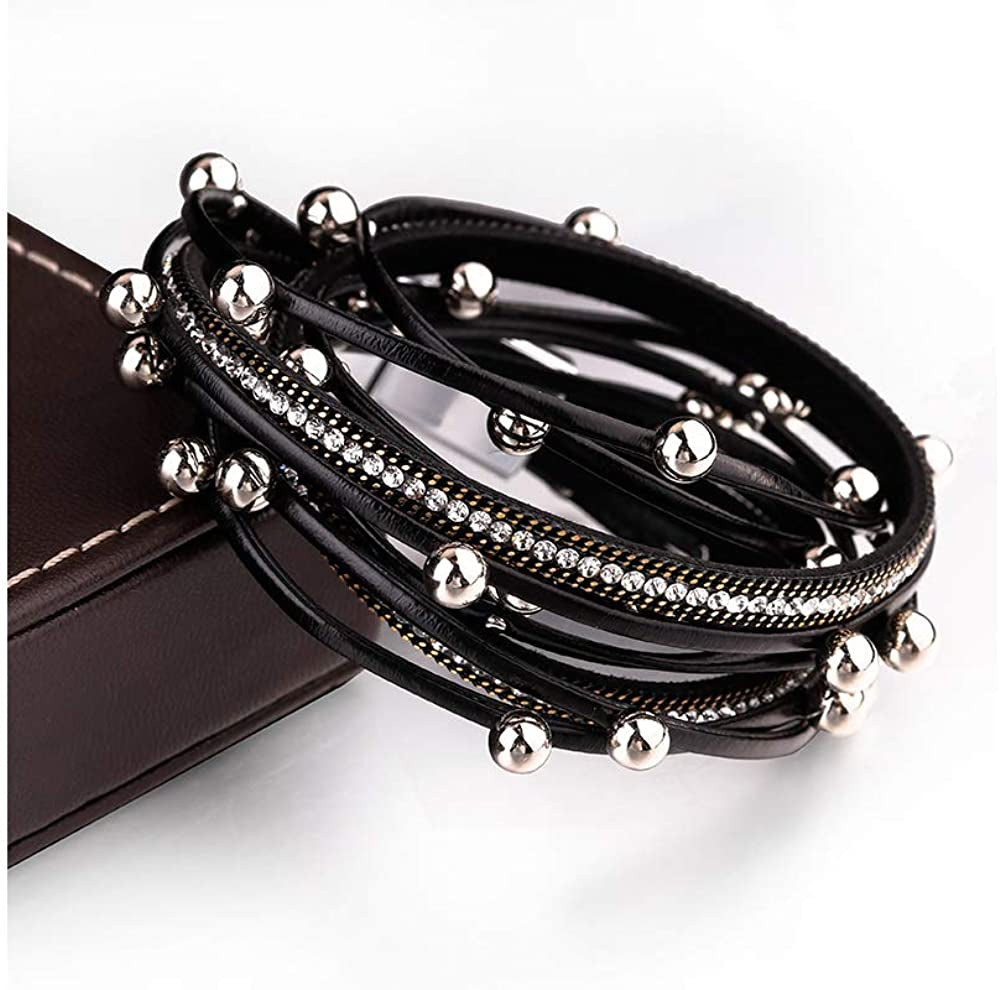 Fesciory Leather Wrap Bracelet for Women, Leopard Multi-Layer Magnetic Buckle Cuff Bracelet Jewelry Apparel & Accessories > Jewelry > Bracelets Fesciory   
