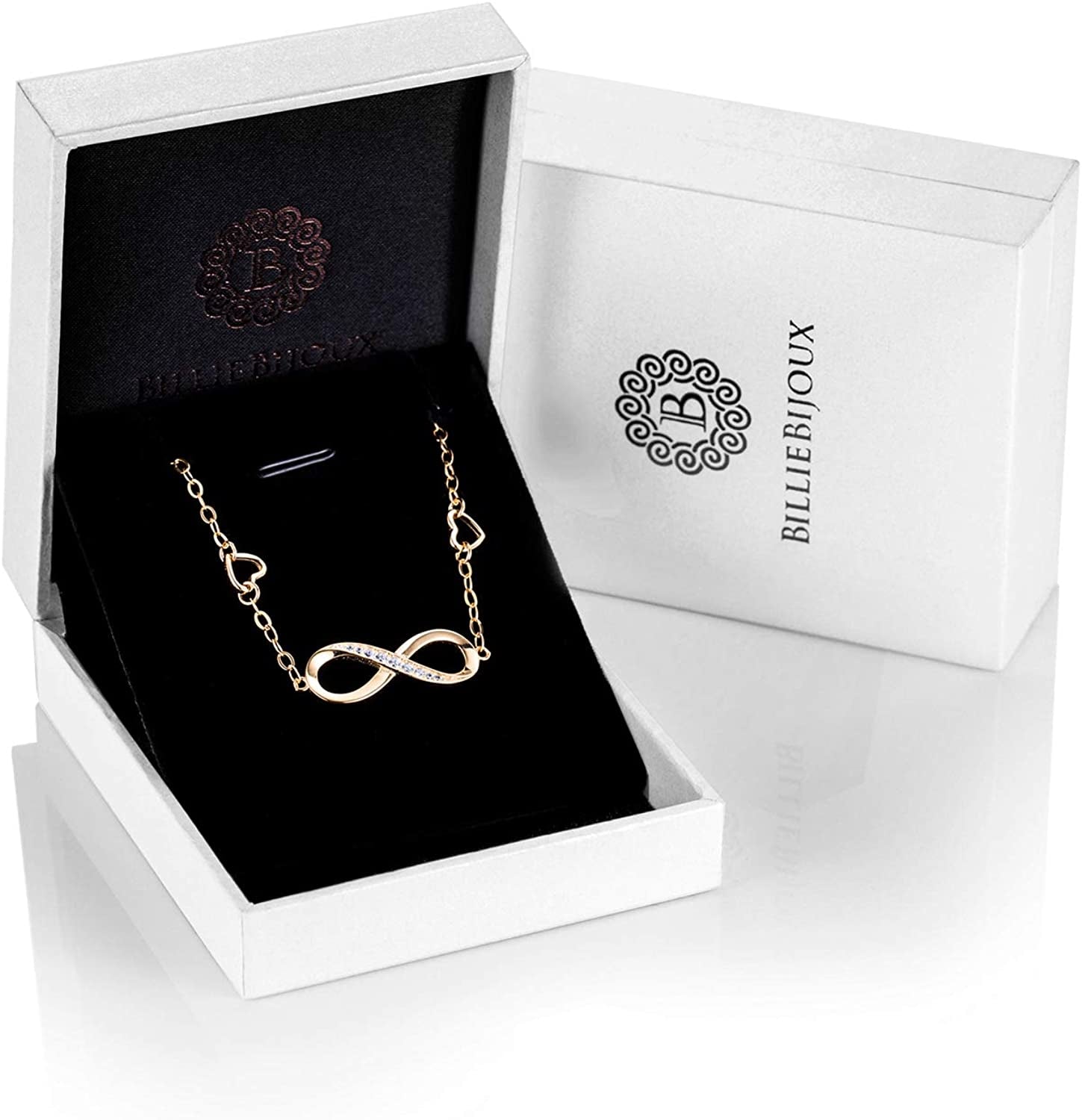 Billie Bijoux Womens 925 Sterling Silver Infinity Anklet Bracelet Endless Love Symbol Charm Adjustable Large Bracelet Mother'S Day Gift for Women Apparel & Accessories > Jewelry > Anklets Billie Bijoux   