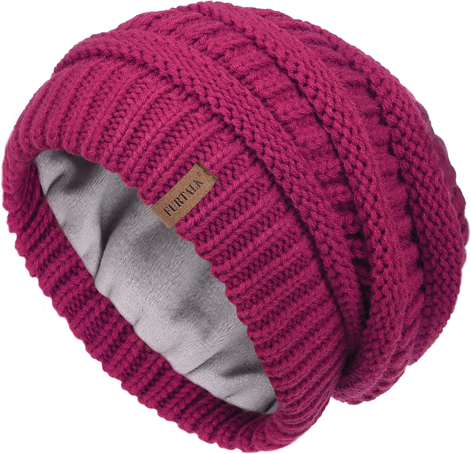 FURTALK Knit Beanie Hats for Women Men Fleece Lined Ski Skull Cap Slouchy Winter Hat Apparel & Accessories > Clothing Accessories > Hats KYLIE MAX Garnet Red  