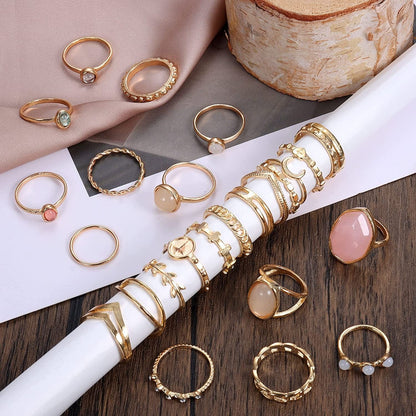 82Pcs Gold Silver Knuckle Rings for Women Stackable Mid Finger Joint Ring Set Retro Vintage Boho Rings Aesthetic Stacking Crystal Rings Bulk Gold tone