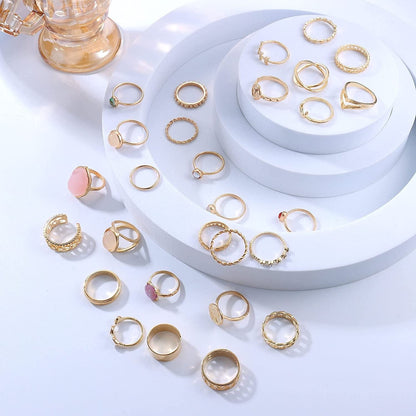82Pcs Gold Silver Knuckle Rings for Women Stackable Mid Finger Joint Ring Set Retro Vintage Boho Rings Aesthetic Stacking Crystal Rings Bulk Gold tone