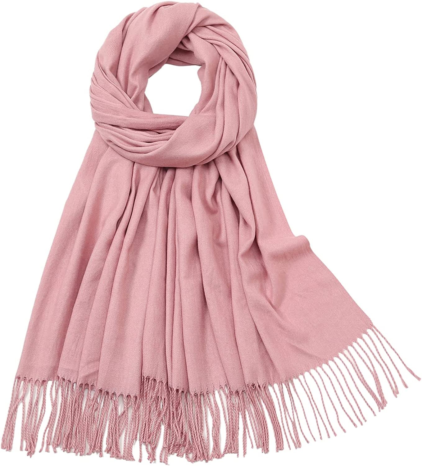 RIIQIICHY Women'S Scarf Pashmina Shawls and Wraps for Evening Dress Bridesmaid Wedding Bridal Winter Warm Long Large Scarves Apparel & Accessories > Clothing Accessories > Scarves & Shawls RIIQIICHY Baby Pink  