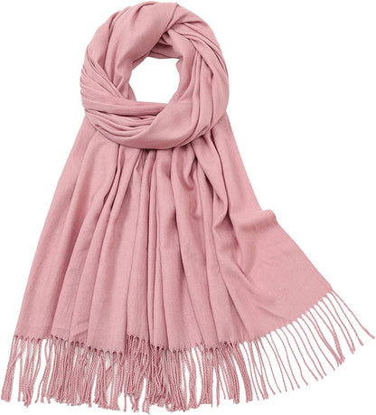 RIIQIICHY Women'S Scarf Pashmina Shawls and Wraps for Evening Dress Bridesmaid Wedding Bridal Winter Warm Long Large Scarves Apparel & Accessories > Clothing Accessories > Scarves & Shawls RIIQIICHY Baby Pink  