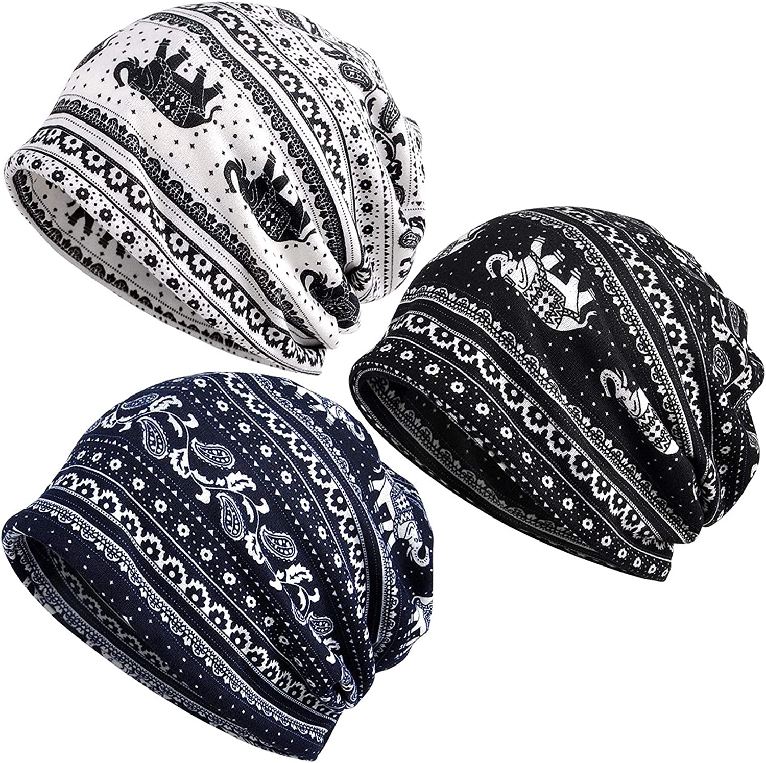 Kayier Women'S Baggy Casual Chemo Beanie Hats Headwear Caps Apparel & Accessories > Clothing Accessories > Headwear Kayier 3 Pack-k  