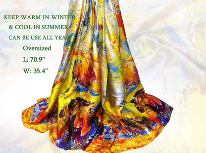 Iristide Long Silk Scarf Summer Lightweight Satin Shawl Outdoor Floral Large Wrap 70''X35'' Apparel & Accessories > Clothing Accessories > Scarves & Shawls Iristide   