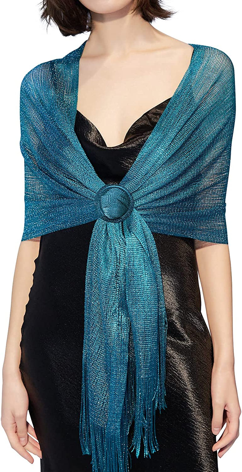 Missshorthair Women'S Sparkle Shawls and Wraps with Buckle for Wedding Party Dresses Apparel & Accessories > Clothing Accessories > Scarves & Shawls MissShorthair Malachite Green  