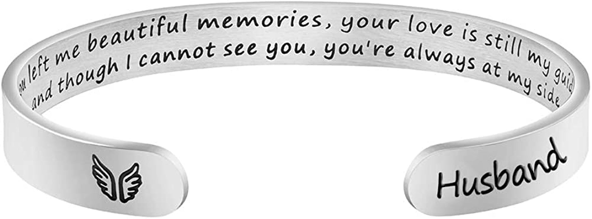 Joycuff Memorial Gifts for Women Inspirational Cuff Bracelet Sympathy Jewelry Loss of Loved One Sympathy Gifts Remember Her Apparel & Accessories > Jewelry > Bracelets JoycuFF You left me beautiful memories...--Husband  