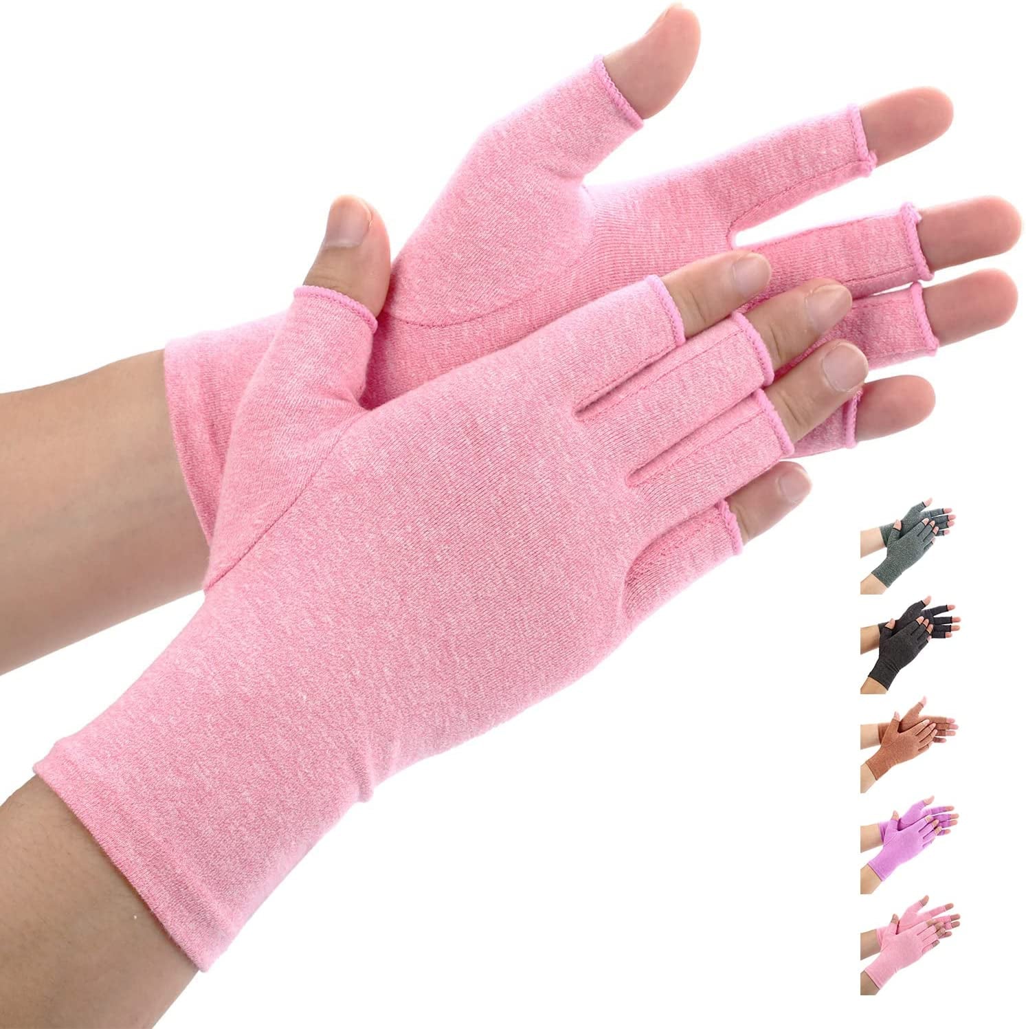 Duerer Arthritis Compression Gloves Women Men for RSI, Carpal Tunnel, Rheumatiod, Tendonitis, Fingerless Gloves for Computer Typing and Dailywork (Black, M) Apparel & Accessories > Clothing Accessories > Gloves & Mittens Duerer Pink Medium (1 Pair) 