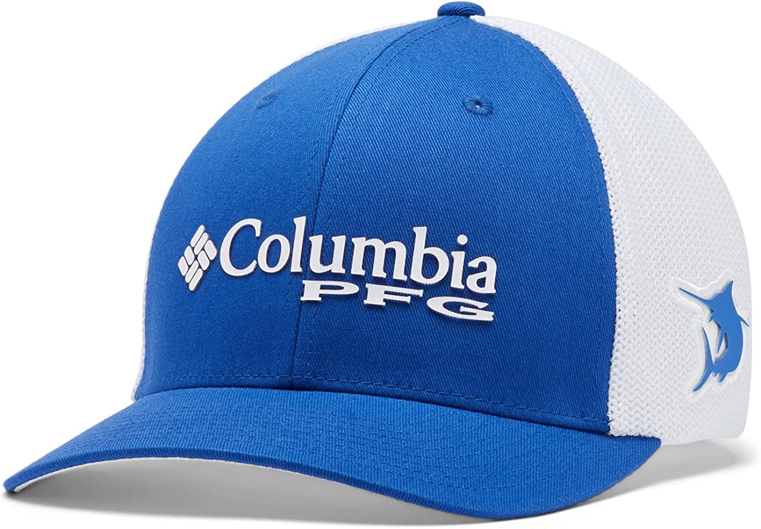 Columbia Women'S PFG Logo Mesh Ball Cap-High Crown Apparel & Accessories > Clothing Accessories > Hats Columbia Tanzanite, White, Marlin Small-Medium 