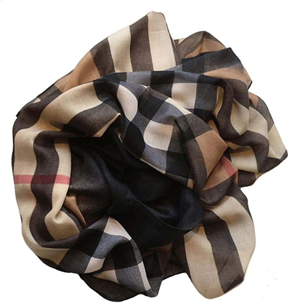 JERLA Women'S Scarves Lady Light Soft Fashion Solid Scarf Wrap Shawl Plaid Scarf Apparel & Accessories > Clothing Accessories > Scarves & Shawls JERLA Khaki Plaid  