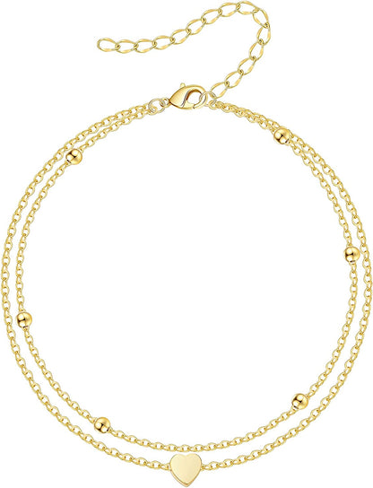 Dainty Anklet Butterfly Elephant 14K Gold Plated Foot Chain Ankle Bracelet Feet Jewelry for Women Apparel & Accessories > Jewelry > Anklets Bestelly Heart Anklet  