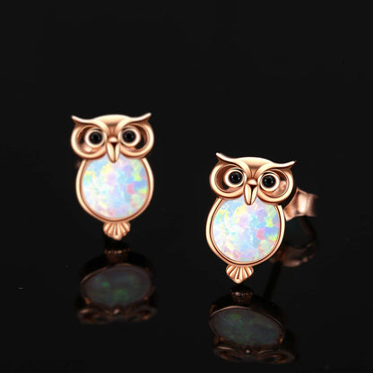Cuoka Owl Stud Earrings,Owl Necklace 925 Sterling Silver Opal Owl Earrings Hypoallergenic Heart Animal Owl Jewelry Gifts for Women Girls Owl Lovers Apparel & Accessories > Jewelry > Earrings Cuoka   