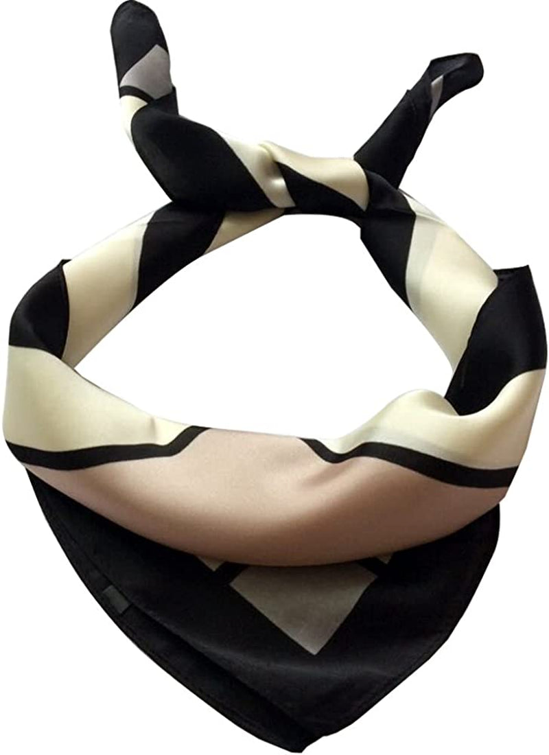 Women'S Fashion Soft Large Satin Square Chiffon Polyester Scarf Set Head Neck Multiuse Solid Colors Available Apparel & Accessories > Clothing Accessories > Bandanas & Headties Persmileful Pink Lattice  