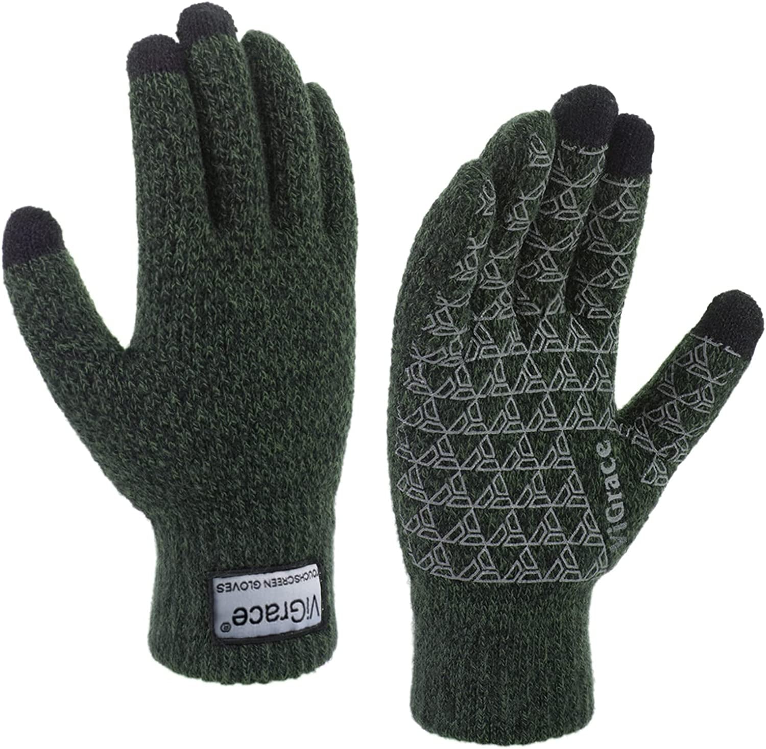 Winter Warm Touchscreen Gloves for Men and Women Touch Screen Fleece Lined Knit Anti-Slip Wool Glove Apparel & Accessories > Clothing Accessories > Gloves & Mittens ViGrace Dark Gray Medium 