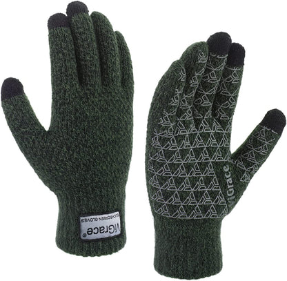 Winter Warm Touchscreen Gloves for Men and Women Touch Screen Fleece Lined Knit Anti-Slip Wool Glove Apparel & Accessories > Clothing Accessories > Gloves & Mittens ViGrace Dark Gray Medium 