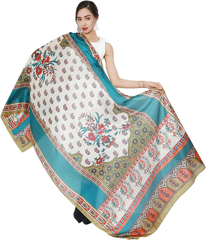 DANA XU Women'S Mulberry Satin Silk Fashion Summer Shawls Large Size Floral Scarf Oversize Soft Wraps for Evening Dresses Apparel & Accessories > Clothing Accessories > Scarves & Shawls DANA XU 26 Multicolor  