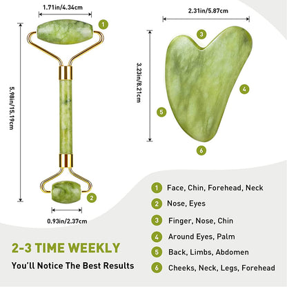 Jade Roller & Gua Sha Stone,Face Roller Skin Care,Gua Sha Massage Tool,100% Natural Jade,Anti-Aging Facial Roller for Face,Neck,Body Muscle Relaxing Health & Beauty > Personal Care > Cosmetics > Cosmetic Tools > Skin Care Tools TriFirmum   