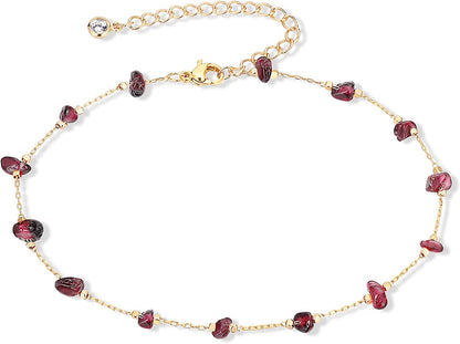 KAERUN Ankle Bracelets for Women Teen Girls Colorful Adjustable Natural Crystal 14K Gold Plated Cute Anklets Summer Beach Foot Chain Jewelry Apparel & Accessories > Jewelry > Anklets KAERUN Amethyst2  