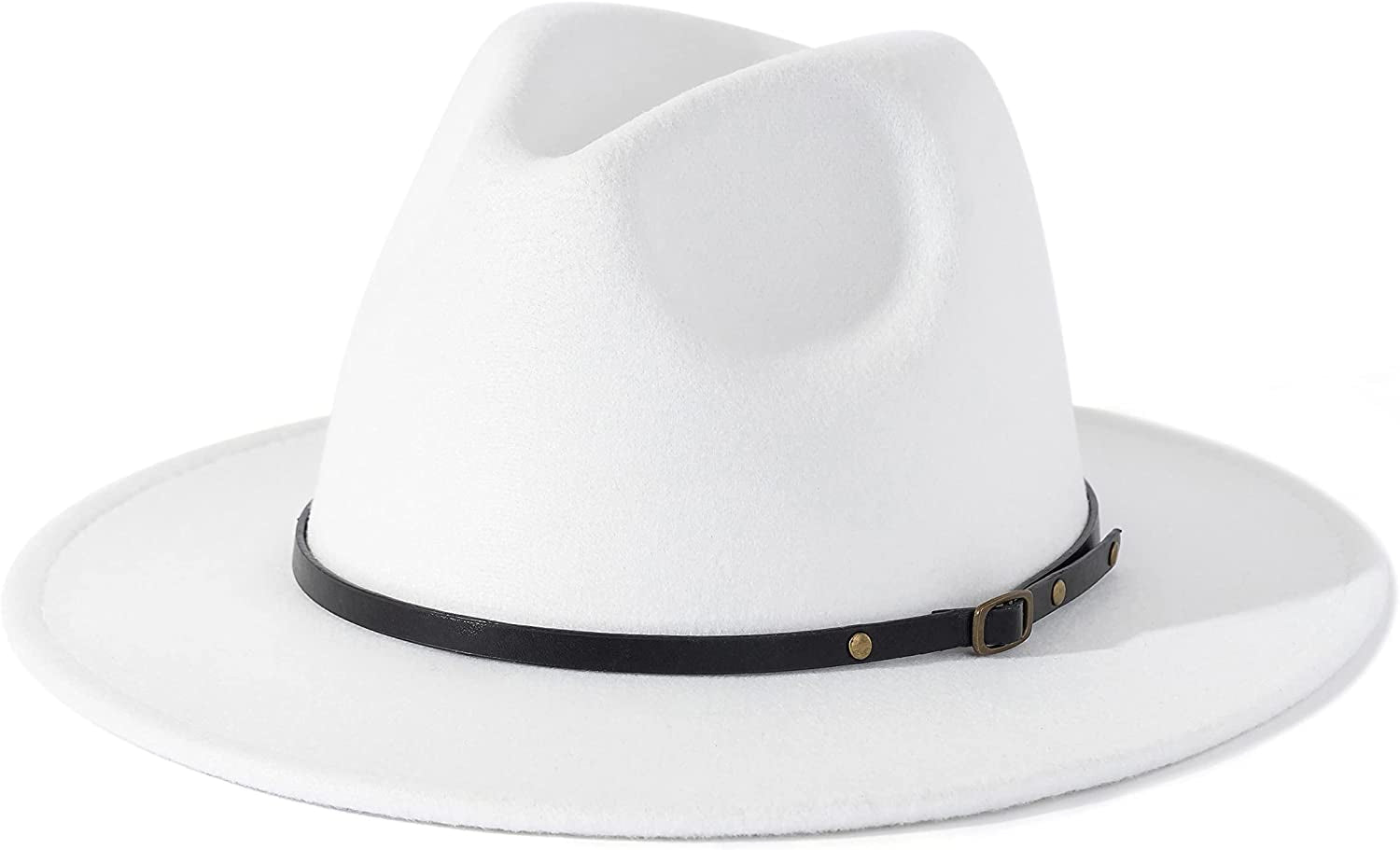 Lisianthus Women Belt Buckle Fedora Hat Apparel & Accessories > Clothing Accessories > Hats Lisianthus White  
