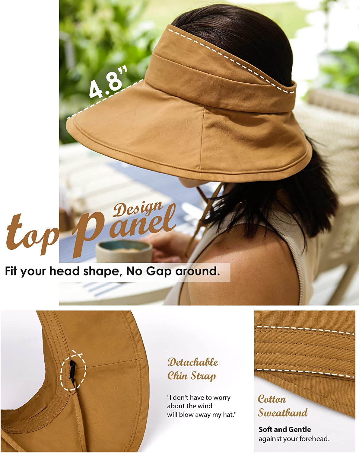 Sun Visors for Women UV Protection Wide Brim Sun Visor Hat Packable Summer Beach Visors for Women Adjustable Apparel & Accessories > Clothing Accessories > Hats Hatiis   