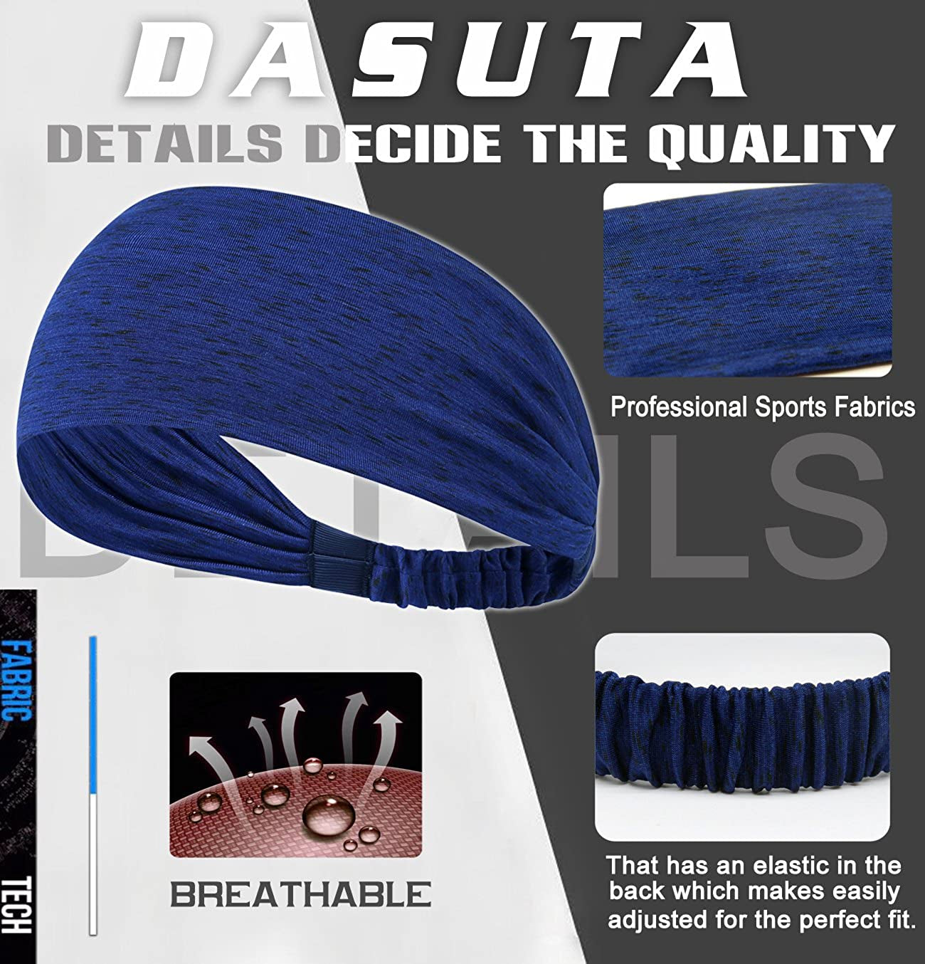 DASUTA 8 PCS Women'S Workout Headbands Yoga Sport Sweatbands Fitness Hairbands for Travel Athletic Elastic Moisture Wicking for Men and Women Apparel & Accessories > Clothing Accessories > Bandanas & Headties DASUTA   