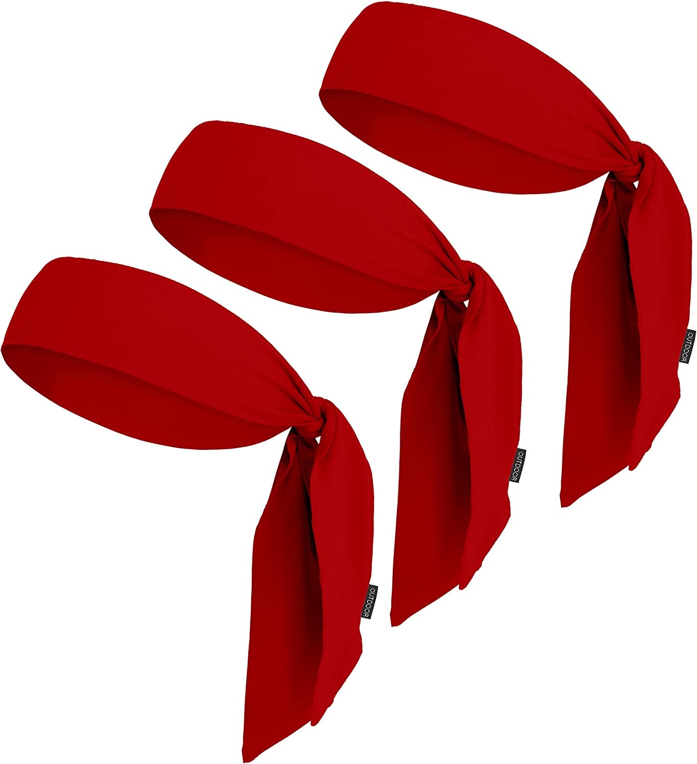 Tie Headband for Women, Men, & Kids - Karate Headband, Ninja Headbands, Tie Headbands for Muay Thai, Softball, Basketball, Sports & Tennis - Pirate & Athletic Headbands - Sweat Wicking Headband Apparel & Accessories > Clothing Accessories > Bandanas & Headties OutdoorEssentials 3 Red  
