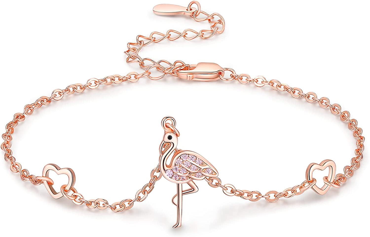 TANGPOET 925 Sterling Silver Anklet Bracelet for Women, Dainty Charm Bracelets Animal Jewelry Birthday Gifts for Mother Daughter Teens Girls Apparel & Accessories > Jewelry > Anklets TANGPOET Flamingo Bracelet  