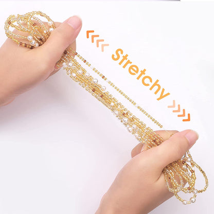 Waist Beads for Women Belly Beads Elastic Chain African Waist Chains Set for Women Body Jewelry Bikini Jewelry Chains Apparel & Accessories > Jewelry > Body Jewelry Yolev   