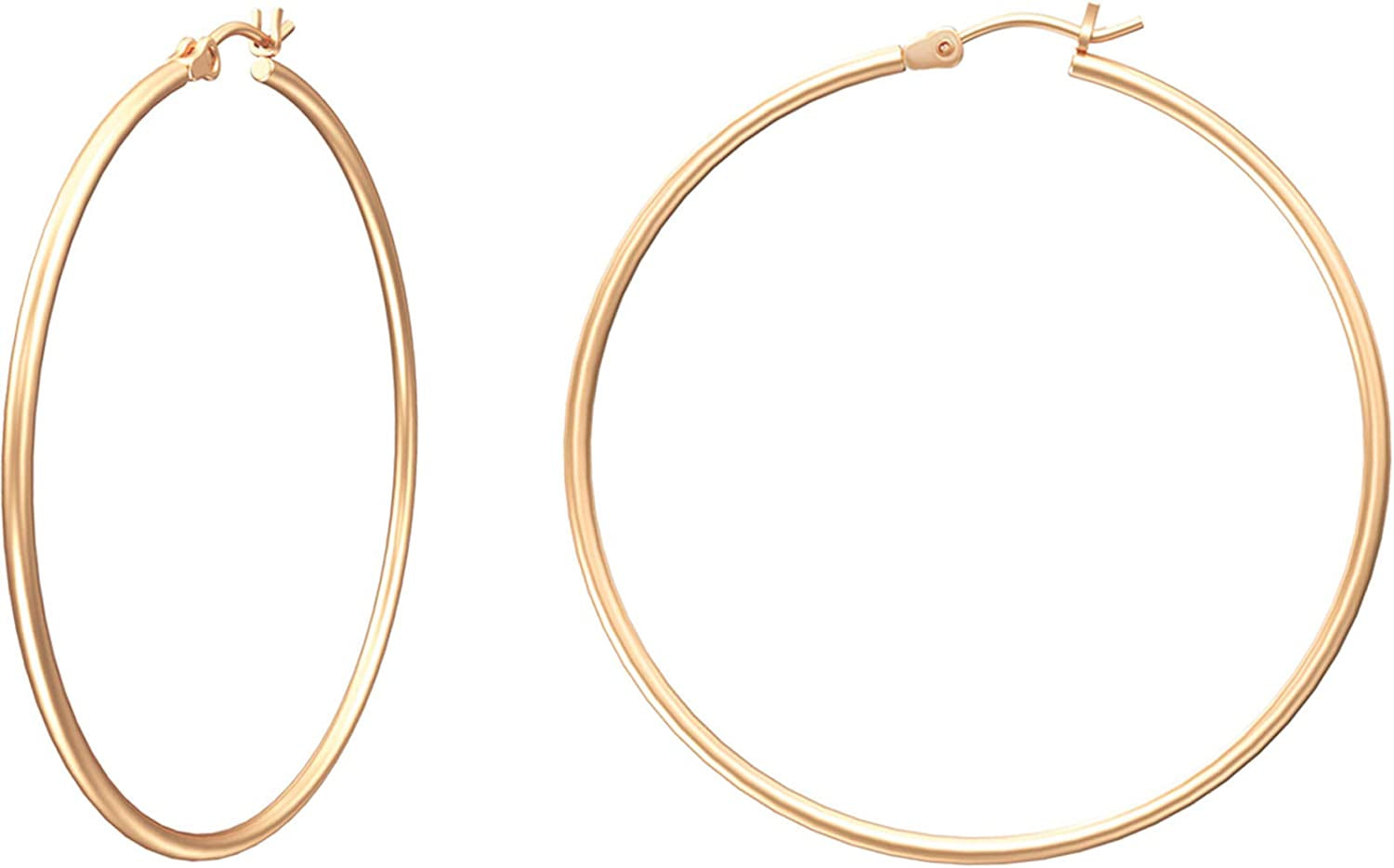 Gacimy Gold Hoop Earrings for Women 14K Real Gold Plated Hoops with 925 Sterling Silver Post Apparel & Accessories > Jewelry > Earrings Gacimy Rose Gold 50mm  