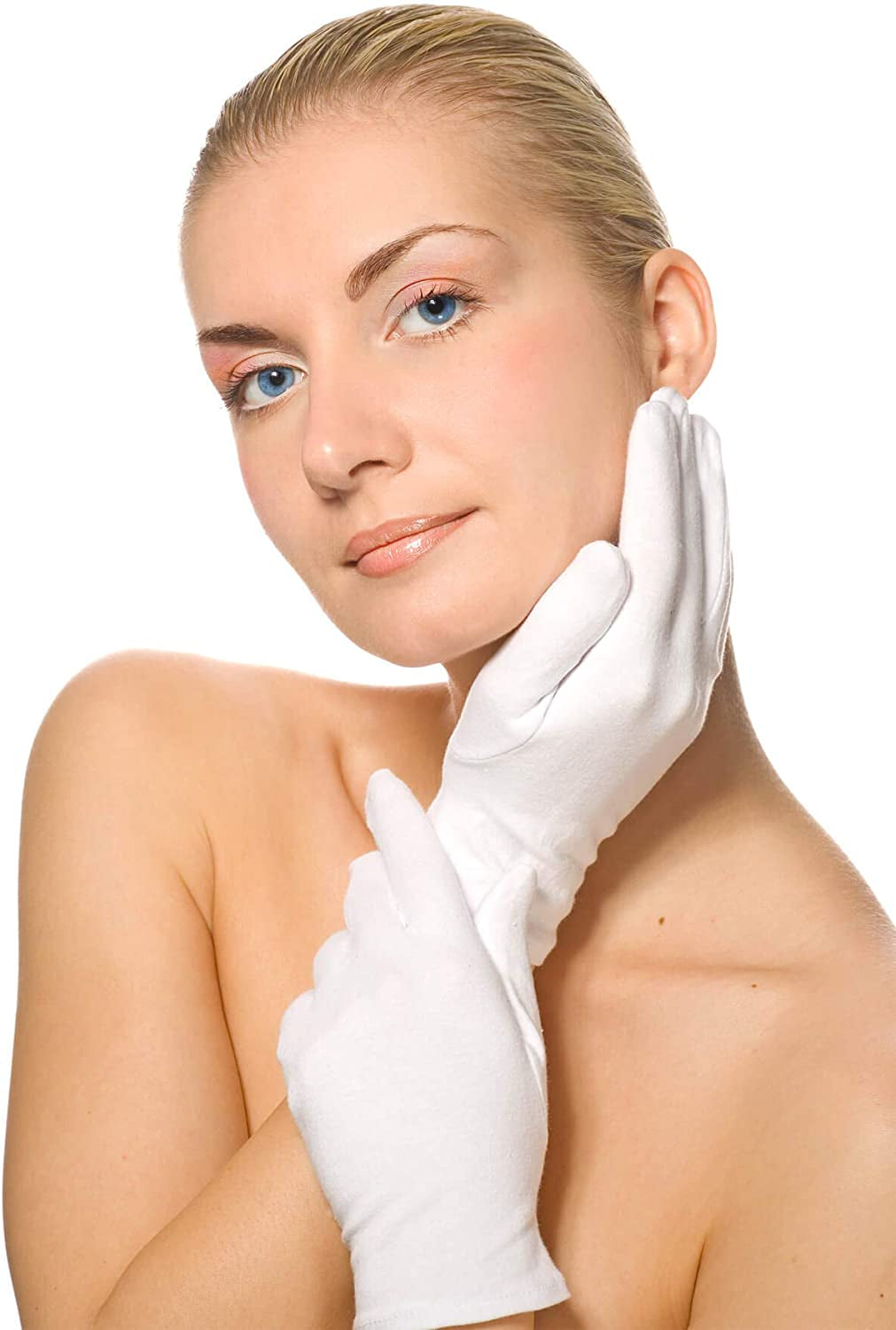 White Cotton Gloves, Anezus 6 Pairs Cotton Gloves Large Cloth Gloves for Women Dry Hands Eczema Moisturizing Serving Archival Cleaning Coin Jewelry Silver Costume Inspection Apparel & Accessories > Clothing Accessories > Gloves & Mittens anezus   